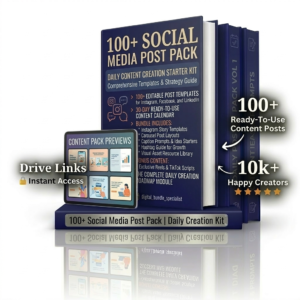100 Social Media Post Pack for Daily Content Creation